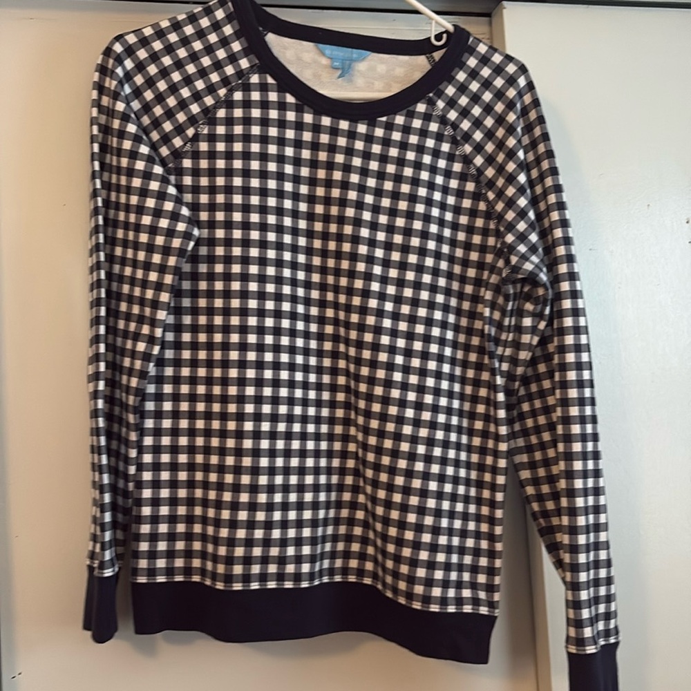 DRAPER JAMES Navy Gingham Natalie Sweatshirt